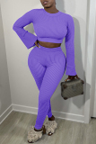 Sportwear Casual O Neck Long Sleeve Crop Tops And Skinny Pants Two Pieces Sweatpants Sets