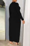 Casual Bodycon Maxi Dress Long Sleeve Longline Cardigan Vacation Two Pieces Sets