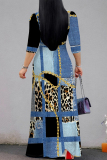 Casual Graphics V Neck Three Quarter Lace Up Formal Party Evening Vacation A Line Maxi Dresses
