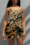 Geometric Print Sleeveless U Neck Bodycon Mini Slip Dress