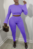 Sportwear Casual O Neck Long Sleeve Crop Tops And Skinny Pants Two Pieces Sweatpants Sets