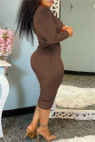 Formal V Neck Long Sleeve Evening Party Bodycon Velvet Midi Dress