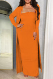 Casual Bodycon Maxi Dress Long Sleeve Longline Cardigan Vacation Two Pieces Sets