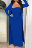 Casual Bodycon Maxi Dress Long Sleeve Longline Cardigan Vacation Two Pieces Sets