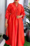 Casual Elegant Solid Color Beading High Waist V Neck A Line Loose Plus Size Long Dresses