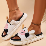 Casual Daily Patchwork Round Indoor Non-Slip Odor-Resistant Thick-Soled Slide Sandals for Home