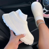 Casual Round Thick-Soled Cozy Home Casual Footwear Cotton Slippers for Women
