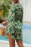 Vacation Print Basic Swimwears Beach Cover Up