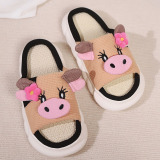 Casual Daily Patchwork Round Indoor Non-Slip Odor-Resistant Thick-Soled Slide Sandals for Home