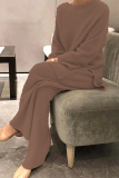Casual Long Sleeve Knit Sweater and Wide Leg Pants Set Fall Winter Two Piece Pant Set