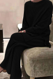 Casual Long Sleeve Knit Sweater and Wide Leg Pants Set Fall Winter Two Piece Pant Set