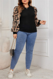 Casual Elegant Print Patchwork Round Neck Plus Size Tops Blouses