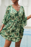 Vacation Print Basic Swimwears Beach Cover Up