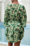 Vacation Print Basic Swimwears Beach Cover Up