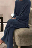 Casual Long Sleeve Knit Sweater and Wide Leg Pants Set Fall Winter Two Piece Pant Set
