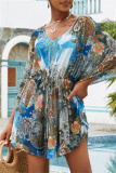 Vacation Print Basic Swimwears Beach Cover Up
