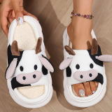 Casual Daily Patchwork Round Indoor Non-Slip Odor-Resistant Thick-Soled Slide Sandals for Home