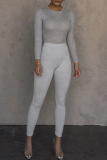 Casual Solid Color Patchwork Skinny Mid Waist Pencil Patchwork Bottoms Trousers