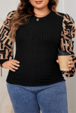 Casual Elegant Print Patchwork Round Neck Plus Size Tops Blouses