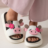 Casual Daily Patchwork Round Indoor Non-Slip Odor-Resistant Thick-Soled Slide Sandals for Home