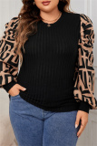 Casual Elegant Print Patchwork Round Neck Plus Size Tops Blouses