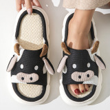 Casual Daily Patchwork Round Indoor Non-Slip Odor-Resistant Thick-Soled Slide Sandals for Home