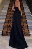 Sleeveless Halter Flowers Hollow Out Front Slit Formal Prom Evening Party Maxi Dresses