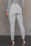 Casual Solid Color Patchwork Skinny Mid Waist Pencil Patchwork Bottoms Trousers