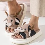 Casual Daily Patchwork Round Indoor Non-Slip Odor-Resistant Thick-Soled Slide Sandals for Home
