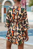 Vacation Print Basic Swimwears Beach Cover Up