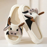 Casual Daily Patchwork Round Indoor Non-Slip Odor-Resistant Thick-Soled Slide Sandals for Home
