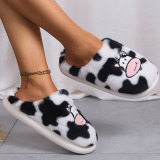 Casual Patchwork Round Keep Warm Indoor Non-Slip Warm Fuzzy Slippers