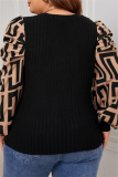 Casual Elegant Print Patchwork Round Neck Plus Size Tops Blouses