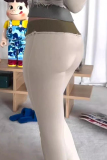 Casual High Waist Draw String Colorblock Flared Knit Joggers