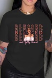 Casual Letter Print O Neck Short Sleeve Slim Fitted T-Shirts