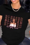 Casual Letter Print O Neck Short Sleeve Slim Fitted T-Shirts
