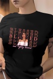 Casual Letter Print O Neck Short Sleeve Slim Fitted T-Shirts