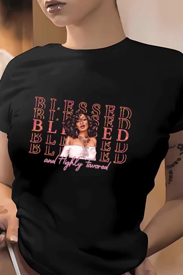 Casual Letter Print O Neck Short Sleeve Slim Fitted T-Shirts