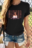 Casual Letter Print O Neck Short Sleeve Slim Fitted T-Shirts