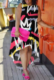 Casual Floral Print Sleeveless O Neck Irregular Hem Vacation Plus Size Midi Dresses