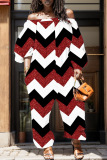 Ink Green Red Casual Graphics Print Off Shoulder Long Sleeve Regular Vacation Harem Leg Jumpsuits