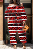 Ink Green Red Casual Graphics Print Off Shoulder Long Sleeve Regular Vacation Harem Leg Jumpsuits