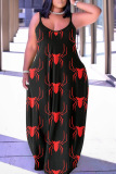 Purple Black Halloween Spider Cat Print Sleeveless Floor Length Vacation Baggy Sundress Slip Maxi Dress