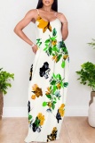 Dark Green Floral Print Backless Sleeveless Floor Length Casual Vacation Baggy Sundress Slip Maxi Dress