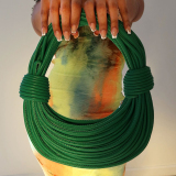 Black Handcrafted Statement Coil Necklace-Inspired Tote Knotted Handbag