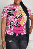 Black Casual Figure Letter Print O Neck Short Sleeve Oversize T-Shirts
