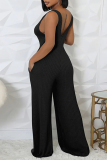 Light Gray Casual U Neck Long Sleeve Sweater Wide Leg Jumpsuit And Crop Tops Two Pieces Set