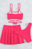 Sportswear Solid Bandage Patchwork 3 Piece Sets(With Paddings)