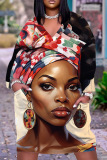 Brown Figure Print V Neck Short Sleeve Pockets Casual Straight Loose Midi T-Shirt Dress