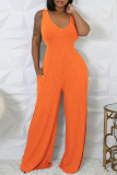 Light Gray Casual U Neck Long Sleeve Sweater Wide Leg Jumpsuit And Crop Tops Two Pieces Set